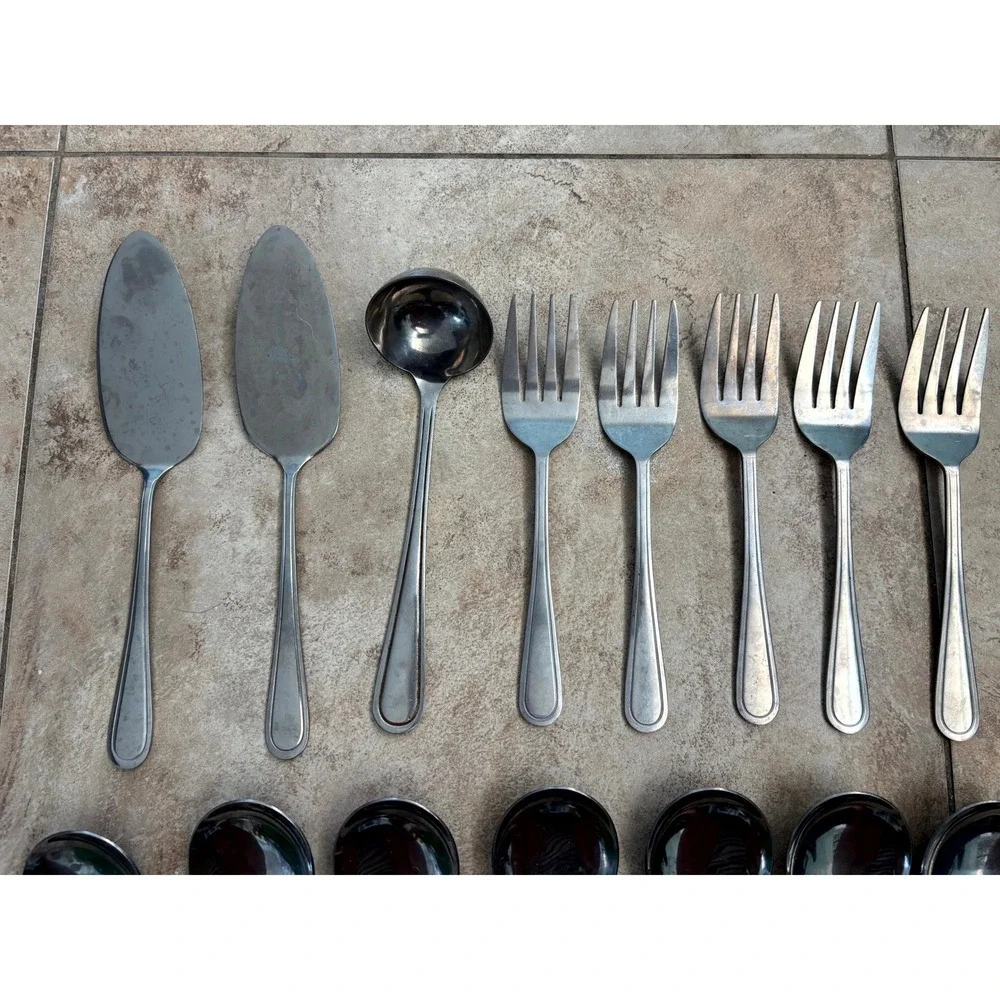 19pc Stainless Steel Serving Utensil Set Slotted Spoons Forks Ladle Cake Server